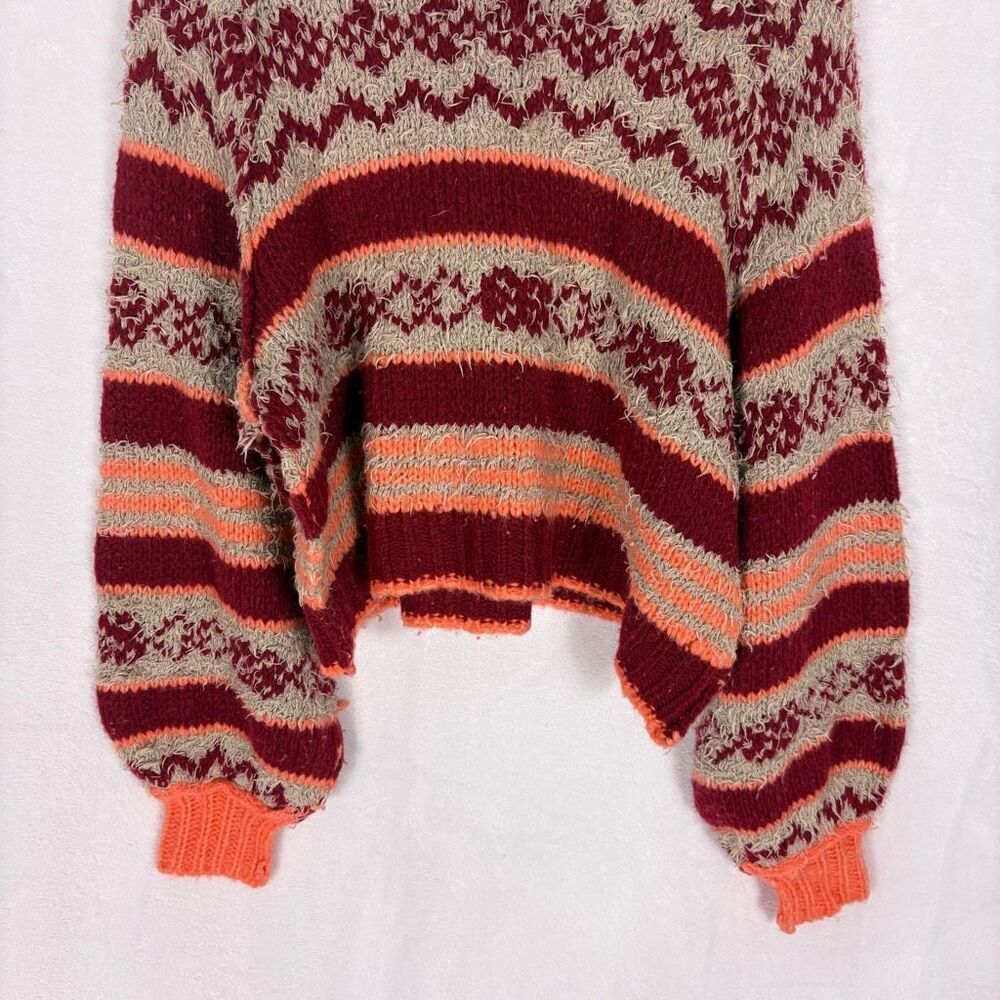 Free People Check Me Out in Holly Berry Combo Turtleneck Pullover Sweater Size S - Picture 3 of 14